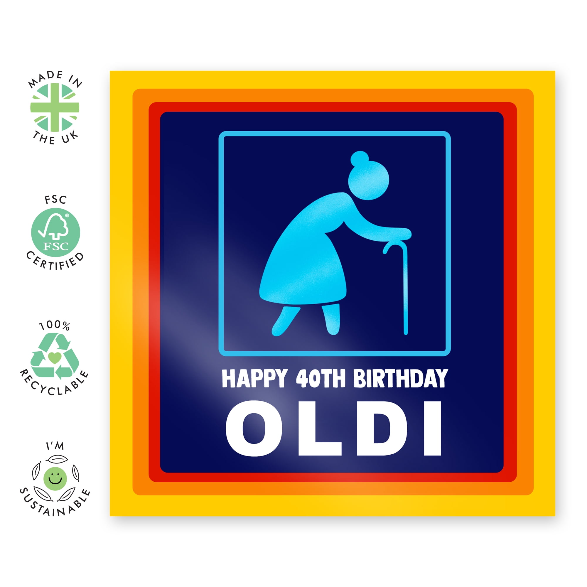 40th Birthday Card for Women - ' Happy 40th Birthday Oldi ' - Funny Gift for Her Fortieth - Birthday Cards for Wife Sister Mom Age 40 - Forties - Comes with Fun Stickers - By Central 23 - Walmart.com